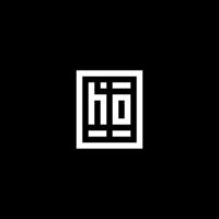 HO initial logo with square rectangular shape style vector