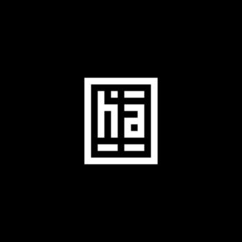 ha logotipo inicial con estilo de forma cuadrada rectangular vector