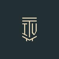 IV initial monogram with simple line art pillar logo designs vector