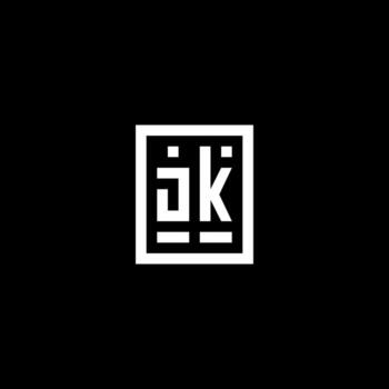 JK initial logo with square rectangular shape style vector