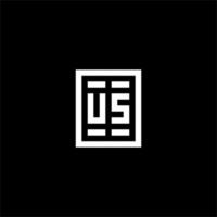 nosotros logotipo inicial con estilo de forma cuadrada rectangular vector