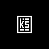 KS initial logo with square rectangular shape style vector