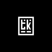 TK initial logo with square rectangular shape style vector