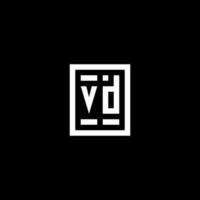 VD initial logo with square rectangular shape style vector