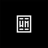 WM initial logo with square rectangular shape style vector