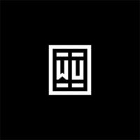 WU initial logo with square rectangular shape style vector