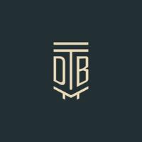 DB initial monogram with simple line art pillar logo designs vector