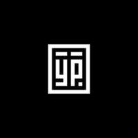 YP initial logo with square rectangular shape style vector