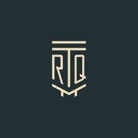 RQ initial monogram with simple line art pillar logo designs vector