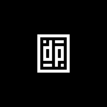 DP initial logo with square rectangular shape style vector