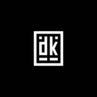 DK initial logo with square rectangular shape style vector