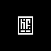 logotipo inicial hf con estilo de forma cuadrada rectangular vector