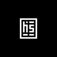 logotipo inicial de hs con estilo de forma rectangular cuadrada vector