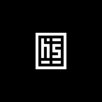 HS initial logo with square rectangular shape style vector