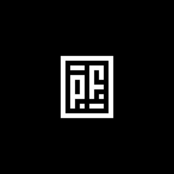 PF initial logo with square rectangular shape style vector
