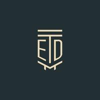 ED initial monogram with simple line art pillar logo designs vector