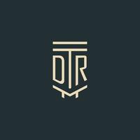 DR initial monogram with simple line art pillar logo designs vector