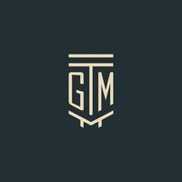 GM initial monogram with simple line art pillar logo designs vector