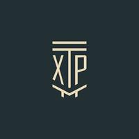 XP initial monogram with simple line art pillar logo designs vector