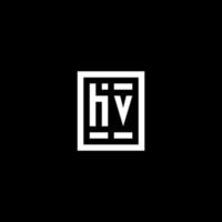 logotipo inicial hv con estilo de forma rectangular cuadrada vector