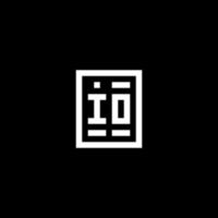 IO initial logo with square rectangular shape style vector