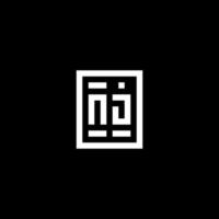 logotipo inicial de nj con estilo de forma cuadrada rectangular vector