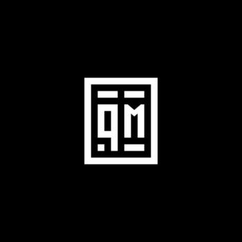 QM initial logo with square rectangular shape style vector