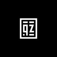 QZ initial logo with square rectangular shape style vector