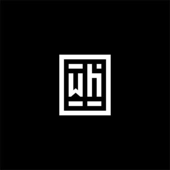 WH initial logo with square rectangular shape style vector