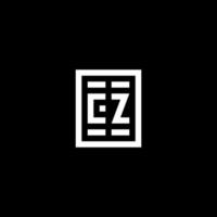 CZ initial logo with square rectangular shape style vector