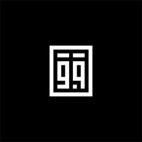 GQ initial logo with square rectangular shape style vector