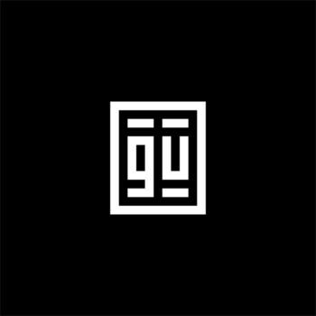 logotipo inicial de gu con estilo de forma cuadrada rectangular vector