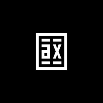 AX initial logo with square rectangular shape style vector
