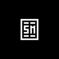 SM initial logo with square rectangular shape style vector