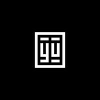 YU initial logo with square rectangular shape style vector