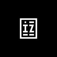 IZ initial logo with square rectangular shape style vector