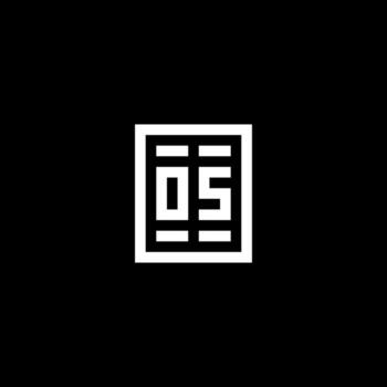 OS initial logo with square rectangular shape style vector