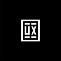 logotipo inicial de ux con estilo de forma rectangular cuadrada vector