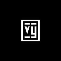 VY initial logo with square rectangular shape style vector