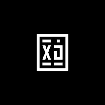 XJ initial logo with square rectangular shape style vector
