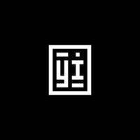 YI initial logo with square rectangular shape style vector