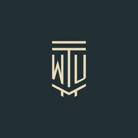WU initial monogram with simple line art pillar logo designs vector