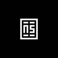 NS initial logo with square rectangular shape style vector