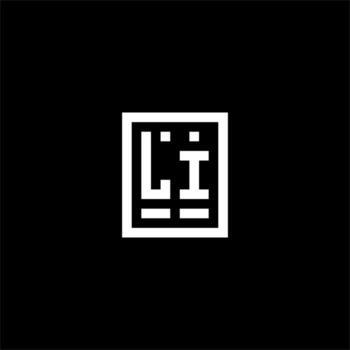 LI initial logo with square rectangular shape style vector