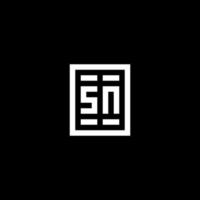 SN initial logo with square rectangular shape style vector