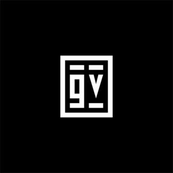 GV initial logo with square rectangular shape style vector