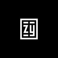 ZY initial logo with square rectangular shape style vector