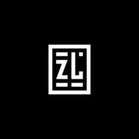 logotipo inicial zl con estilo de forma rectangular cuadrada vector