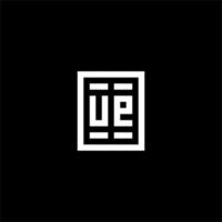 UE initial logo with square rectangular shape style vector