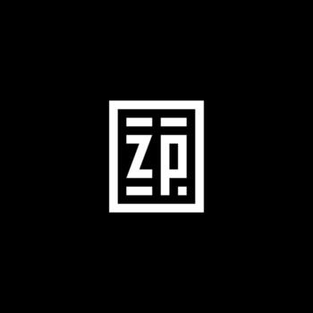 logotipo inicial de zp con estilo de forma cuadrada rectangular vector